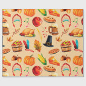 Herfst Herfst Thanksgiving Turkije Wapping Paper Cadeaupapier (Vlak)