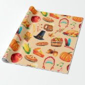 Herfst Herfst Thanksgiving Turkije Wapping Paper Cadeaupapier (Uitgerold)