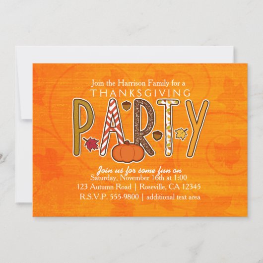 Herfst Herfst Thanksgiving Verjaardagsfeest Uitnod Kaart (Voorkant)