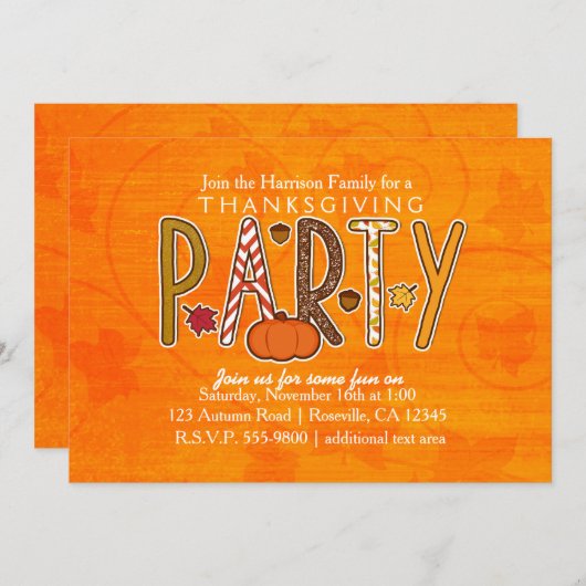 Herfst Herfst Thanksgiving Verjaardagsfeest Uitnod Kaart (Voorkant / Achterkant)