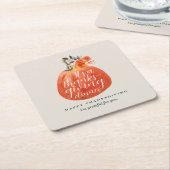 Herfst Herfst Thanksgiving Waterverf Pompoen Kartonnen Onderzetters (Schuin)