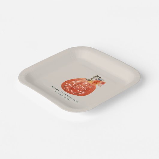 Herfst Herfst Thanksgiving Waterverf Pompoen Papieren Bordje (Gebogen)