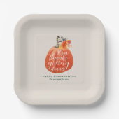 Herfst Herfst Thanksgiving Waterverf Pompoen Papieren Bordje (Voorkant)