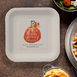 Herfst Herfst Thanksgiving Waterverf Pompoen Papieren Bordje