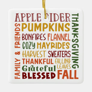 Herfst herfst Thanksgiving wintervakantie dankbaar Keramisch Ornament