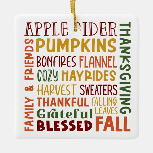 Herfst herfst Thanksgiving wintervakantie dankbaar Keramisch Ornament (Voorkant)