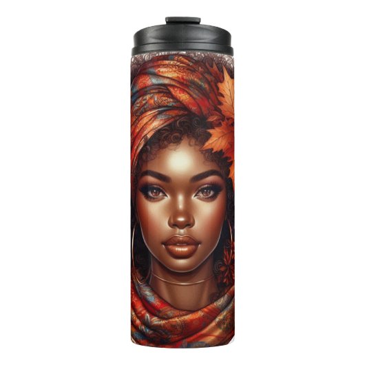  HERFST HERFST THEMA AFRO-AMERIKAANSE VROUW THERMOSBEKER (Voorkant)