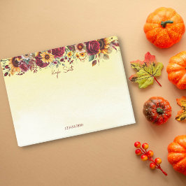 Herfst herfst thema bordeaux rozen zonnebloemen post-it® notes