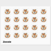 Herfst Herfst thema Schattige Fox Flower Verjaarda Vierkante Sticker (Vel)