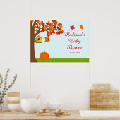 Herfst Herfst Tree en Schattige Birds Baby shower Poster (Keuken)