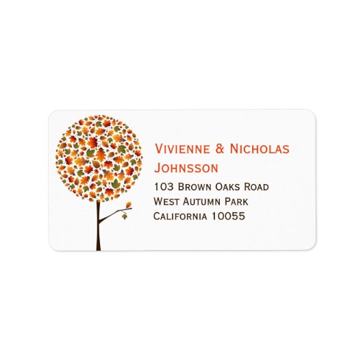 Herfst / Herfst Tree Leaves Maple Custom Address L Etiket (Voorkant)