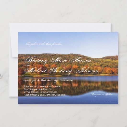Herfst herfst Trees Lake Country Wedding Invitatio Kaart (Voorkant)