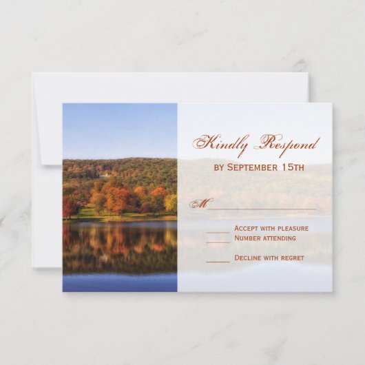 Herfst herfst Trees Lake Country Wedding RSVP-kaar RSVP Kaartje (Voorkant)