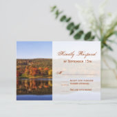 Herfst herfst Trees Lake Country Wedding RSVP-kaar RSVP Kaartje (Staand voorkant)