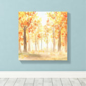 Herfst herfst Trees Sinaasappel laat Waterverf Canvas Afdruk (Insitu (Houten vloer))