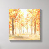 Herfst herfst Trees Sinaasappel laat Waterverf Canvas Afdruk (Voorkant)