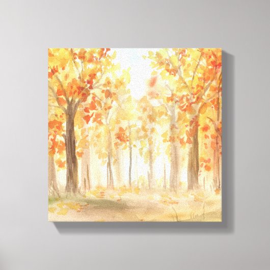 Herfst herfst Trees Sinaasappel laat Waterverf Canvas Afdruk (Voorkant)