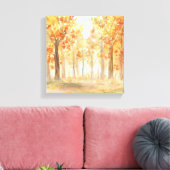 Herfst herfst Trees Sinaasappel laat Waterverf Canvas Afdruk (Insitu (Woonkamer))