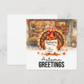 Herfst Herfst Turkije is bij Florist Shop Thanksgi Feestdagenkaart (Voorkant / Achterkant)