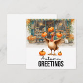 Herfst Herfst Turkije is bij Florist Shop Thanksgi Feestdagenkaart (Voorkant / Achterkant)