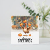 Herfst Herfst Turkije is bij Florist Shop Thanksgi Feestdagenkaart (Staand voorkant)