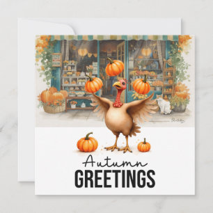 Herfst Herfst Turkije is bij Florist Shop Thanksgi Feestdagenkaart