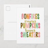 Herfst Herfst Typografie Bonfires Pompoenen Sweate Briefkaart (Voorkant / Achterkant)