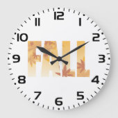 Herfst Herfst Typografie Ontwerp met bladeren Grote Klok (Voorkant)