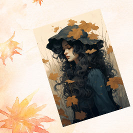 Herfst herfst vallende esdoorn laat mooi meisje tissuepapier