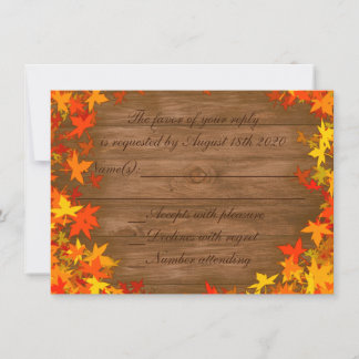 Herfst herfst van hout verlaat RSVP-douanekaarten Kaart