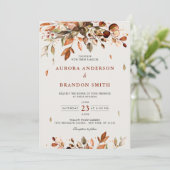 Herfst herfst verlaat roestend land boho bruiloft kaart (Staand voorkant)