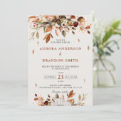 Herfst herfst verlaat roestend land boho bruiloft kaart (Staand voorkant)