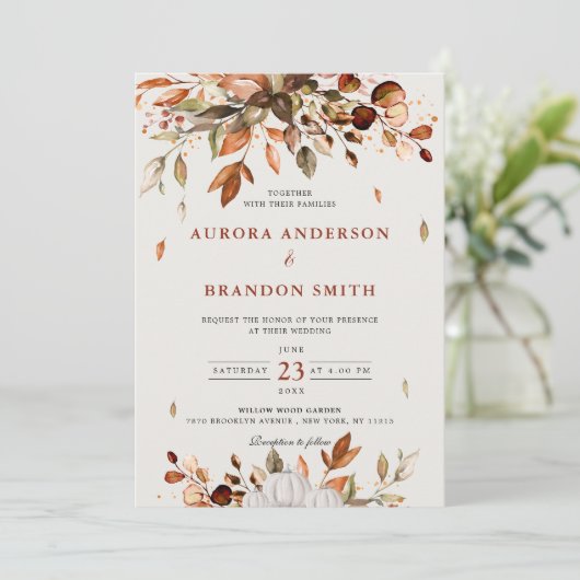 Herfst herfst verlaat roestend land boho bruiloft  kaart (Staand voorkant)