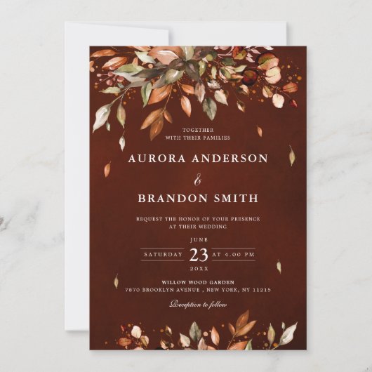 Herfst herfst verlaat roestend land boho bruiloft  kaart (Voorkant)