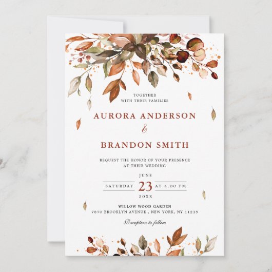 Herfst herfst verlaat roestend land boho bruiloft  kaart (Voorkant)