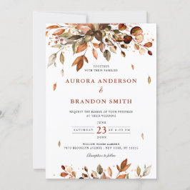 Herfst herfst verlaat roestend land boho bruiloft kaart