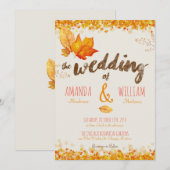 Herfst Herfst Verlaat Waterverf Huwelijksuitnodigi Kaart (Voorkant / Achterkant)