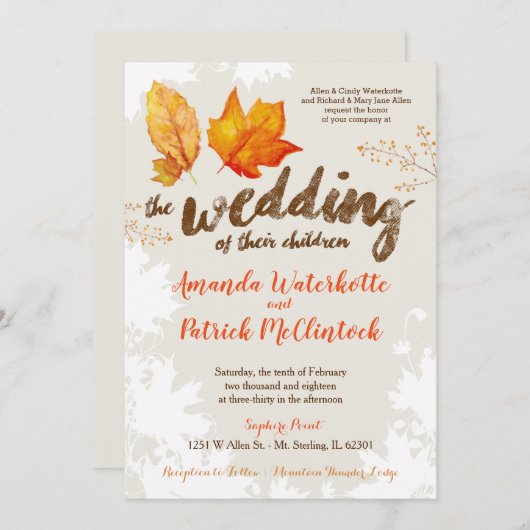 Herfst Herfst Verlaat Waterverf Huwelijksuitnodigi Kaart (Voorkant / Achterkant)