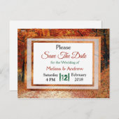 Herfst herfst vertrekt bruiloft bewaart datum aankondigingskaart (Voorkant / Achterkant)