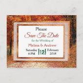 Herfst herfst vertrekt bruiloft bewaart datum aankondigingskaart (Voorkant)