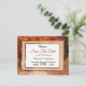 Herfst herfst vertrekt bruiloft bewaart datum aankondigingskaart (Staand voorkant)