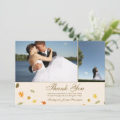 Herfst herfst vertrekt bruiloft dank je flatje 2 f bedankkaart (Staand voorkant)