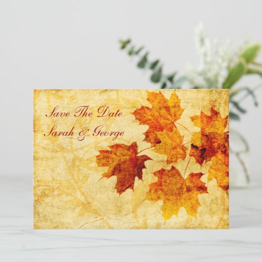 herfst herfst vertrekt met uitzondering van de dat save the date (Staand voorkant)