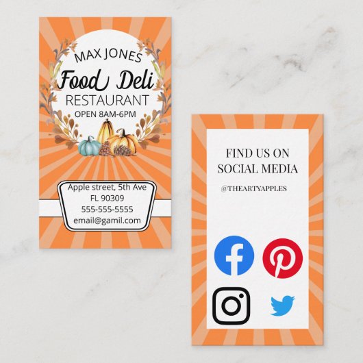 herfst herfst voedingsmiddelentuin deli - markt vo visitekaartje (Voorkant / Achterkant)