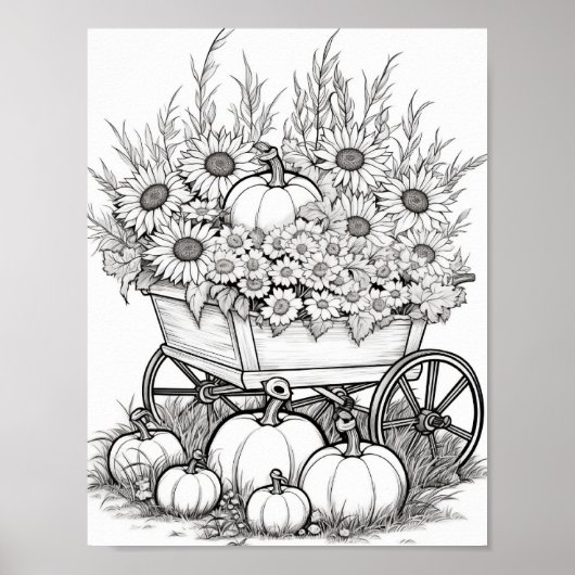 Herfst/herfst Volwassen Kleurplaten Poster (Voorkant)