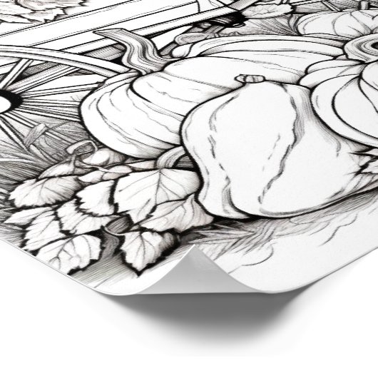 Herfst/herfst Volwassen Kleurplaten Poster (Hoek)