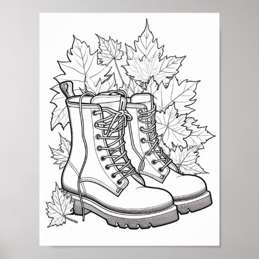 Herfst/herfst Volwassen Kleurplaten Poster (Voorkant)