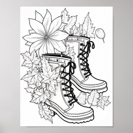 Herfst/herfst Volwassen Kleurplaten Poster (Voorkant)