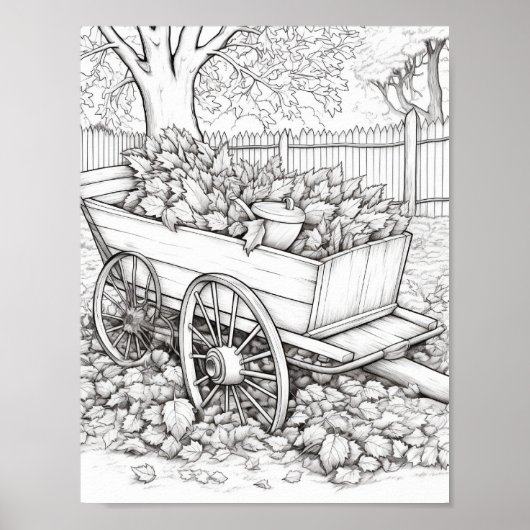 Herfst/herfst Volwassen Kleurplaten Poster (Voorkant)