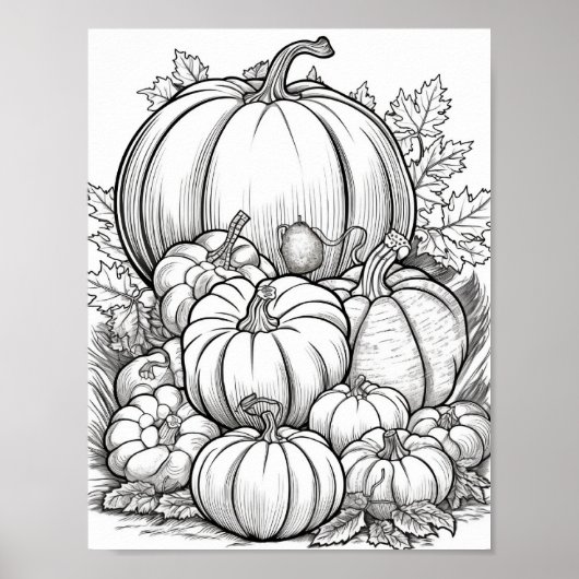 Herfst/herfst Volwassen Kleurplaten Poster (Voorkant)